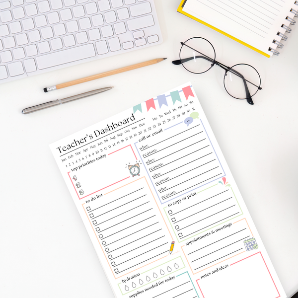 Teacher's Day Planner Notepad: 50-Page Tear Off Style