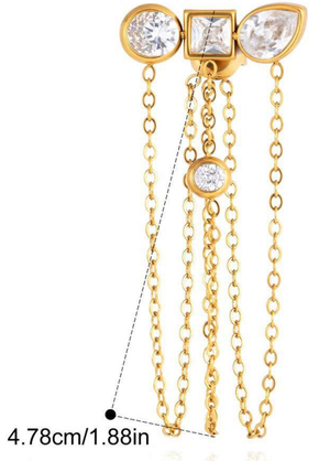 Unchained Stud Earrings | Triple CZ Chain