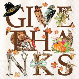 Thanksgiving Thanks Cocktail Napkins 20 ct Rosanne Beck Fall