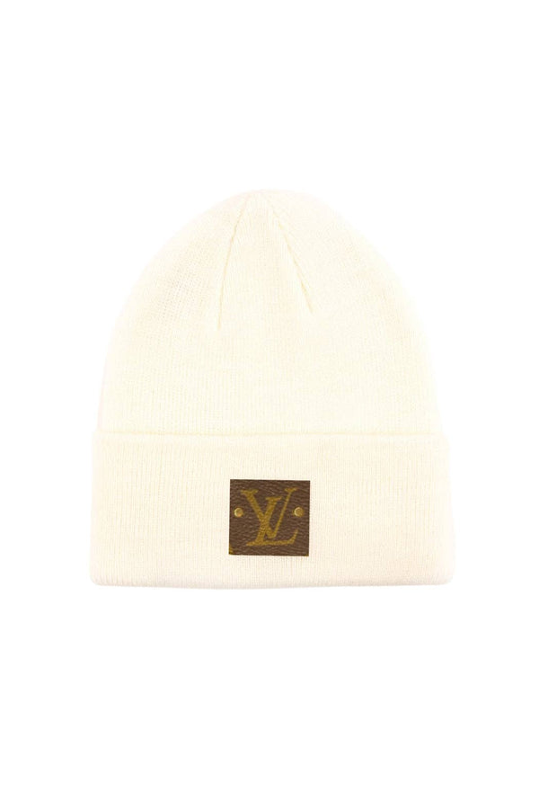 Louis Vuitton Upcycled Beanie – Authentic Patch Burgundy