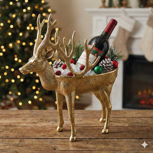 Gold Reindeer Wine Holder