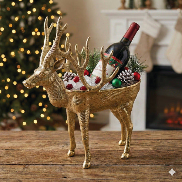 Gold Reindeer Wine Holder