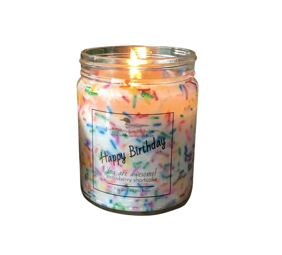 Happy Birthday Sprinkle Soy Candles: Strawberry Shortcake