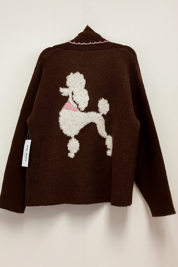 Flat White Signature Poodle Cardigan : One Size