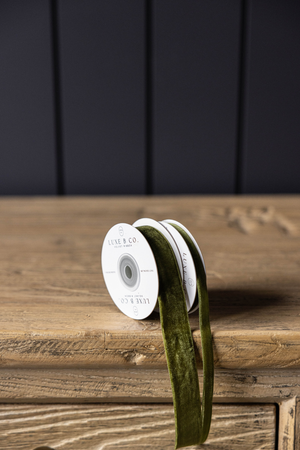 Ribbon Sage Velvet Holiday Decor: Medium