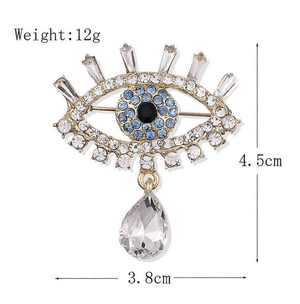 Wink- Evil Eye Brooch Pin- CZ and Rhinestone 