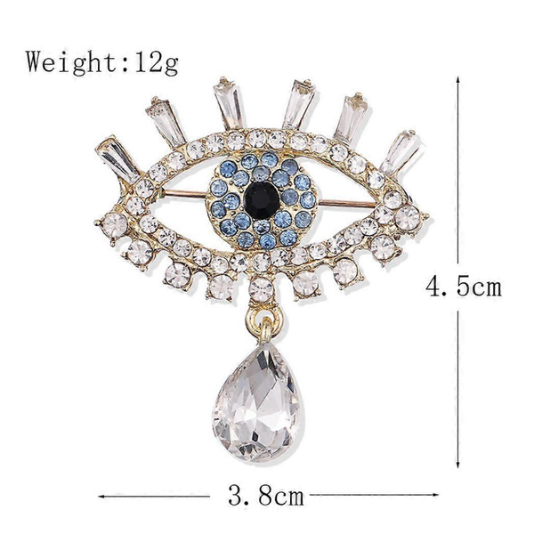 Wink- Evil Eye Brooch Pin- CZ and Rhinestone 