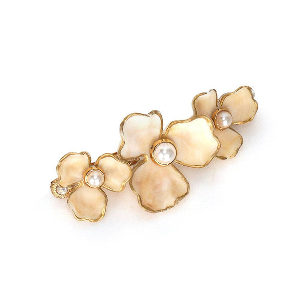 THREE PETAL BARRETTE: Pearl