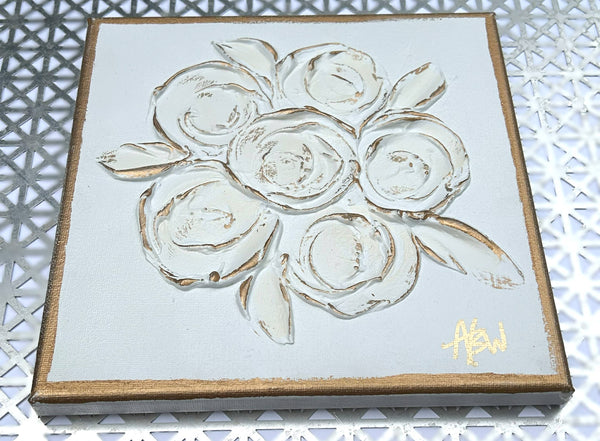 Textured bouquet on canvas  | rose bridal wedding botanical