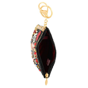 The Queen Playing Card Beaded Coin Purse
