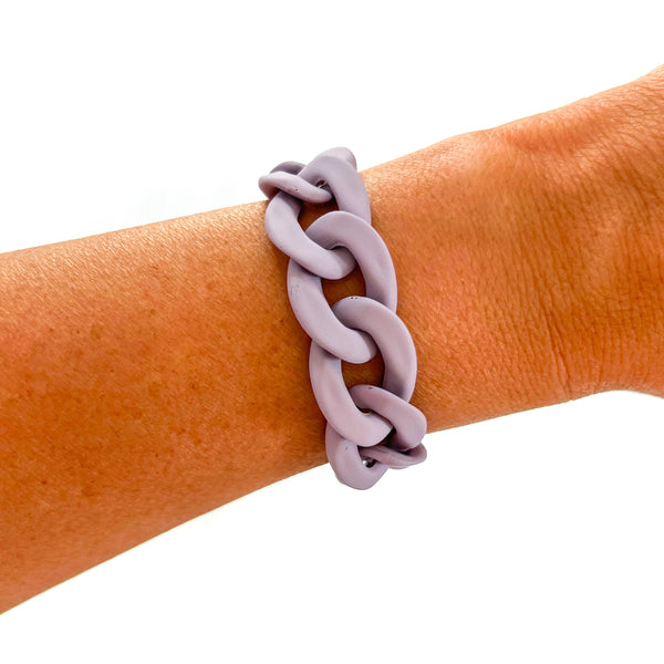 All Chunky Acrylic Chain Link Bracelet: Matte Burgundy Brown