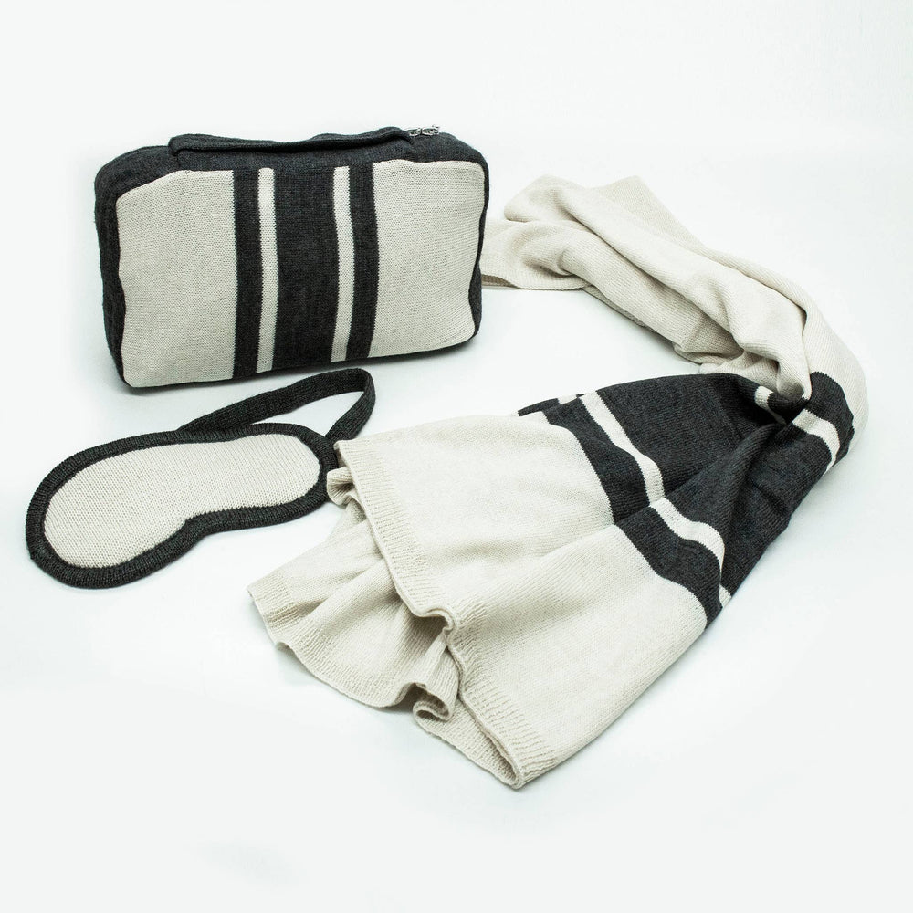 TRAVEL SET GREY/WHITE WOOL