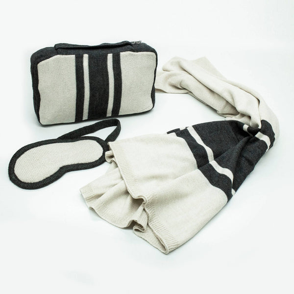 TRAVEL SET GREY/WHITE WOOL