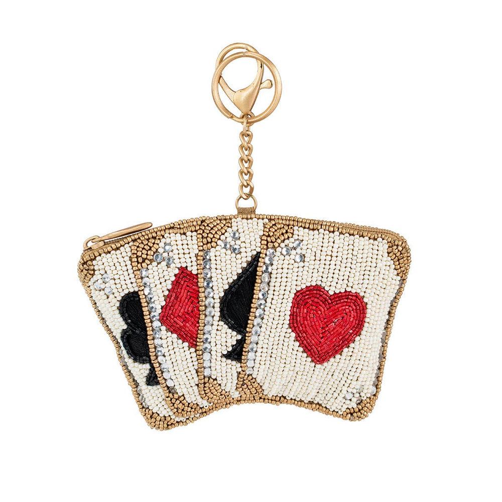 Let's Play Beaded Playing Cards Coin Purse/Key Fob