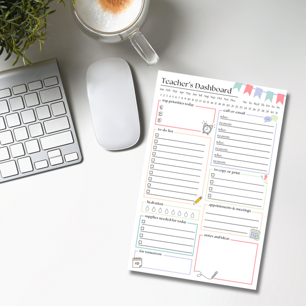 Teacher's Day Planner Notepad: 50-Page Tear Off Style