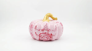 Pink Chinoiserie Pumpkin Duo, Hand-Painted Large & Medium : Small