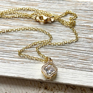 Clover, crystal necklace, sparkly jewelry, boutique salon: 19”