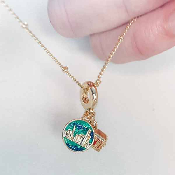Travellers Charm Necklace- London- Steel 14K gold