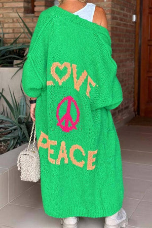 Love and Peace Knit Cardigan: KHAKI / S/M