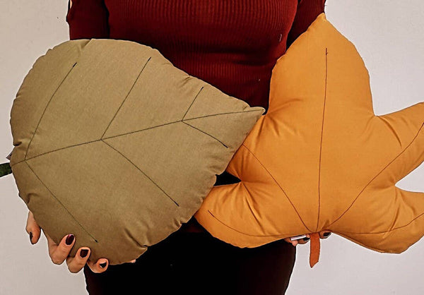 Autumn Leaf Pillow | Mustard Yellow or Sage Green