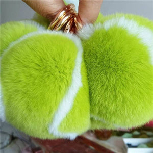 Tennis Keychain faux fur - APPLE GREEN