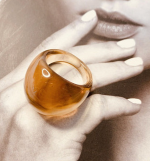 Gummy Transparent Resin Dome Ring | Coffee