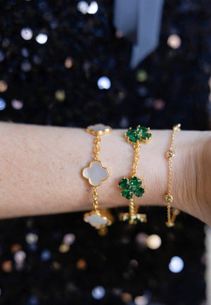 The Catherine Bracelet- Clover Stone Adjustable Bracelet- 18K Plated-Darby Clark Collection