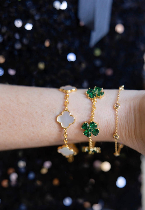 The Catherine Bracelet- Clover Stone Adjustable Bracelet- 18K Plated-Darby Clark Collection