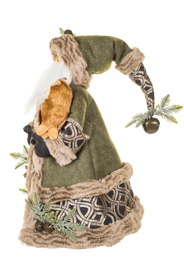 Evergreen Wishes Santa with Owl | 18″