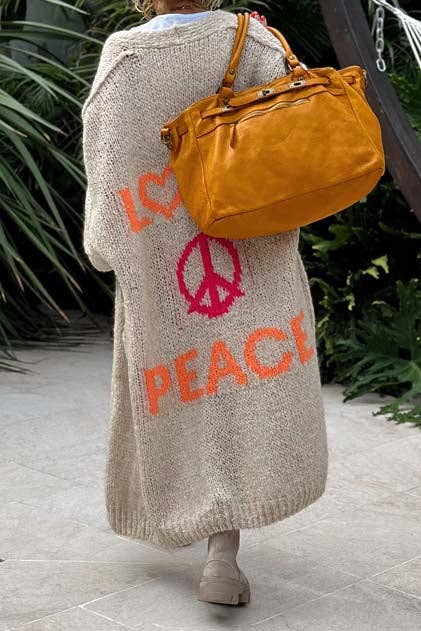 Love and Peace Knit Cardigan: ORANGE / S/M