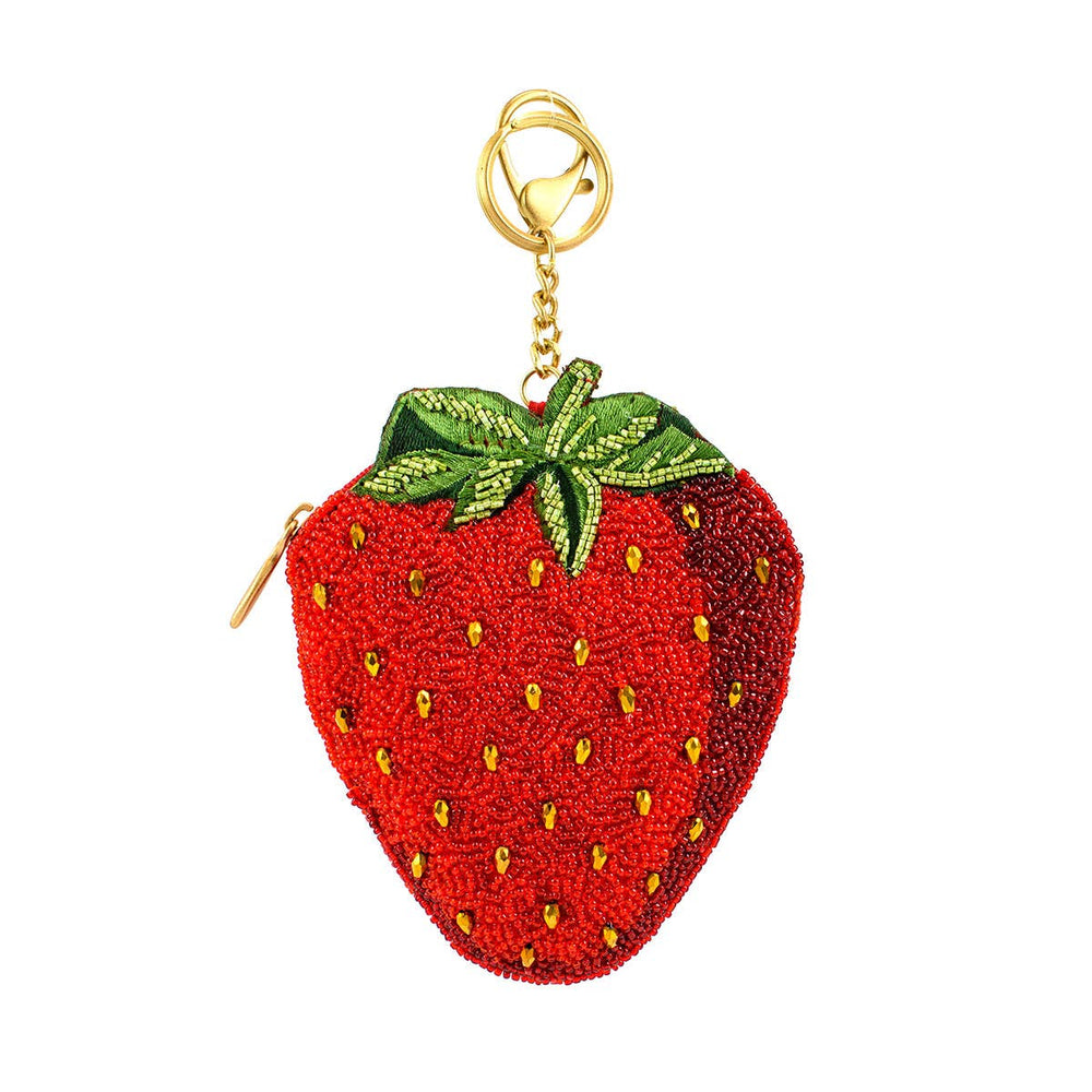 Berry Beautiful Strawberry Beaded Coin Purse