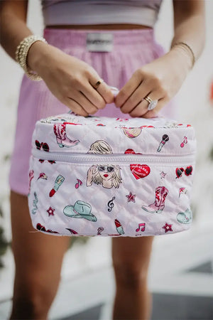 Music Girl Icons Cosmetic Make Up Bag: Light Pink