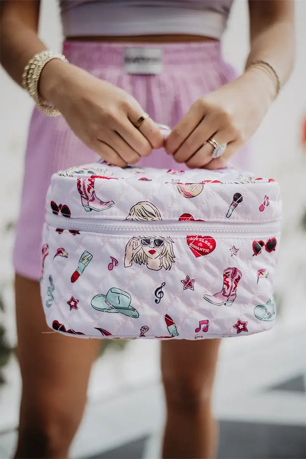 Music Girl Icons Cosmetic Make Up Bag: Light Pink