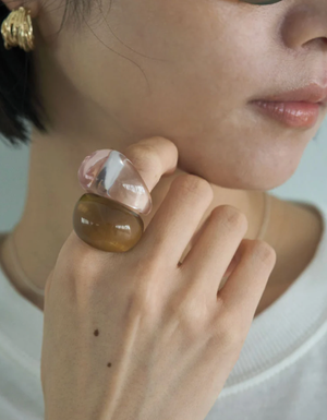 Gummy Transparent Resin Dome Ring | Coffee