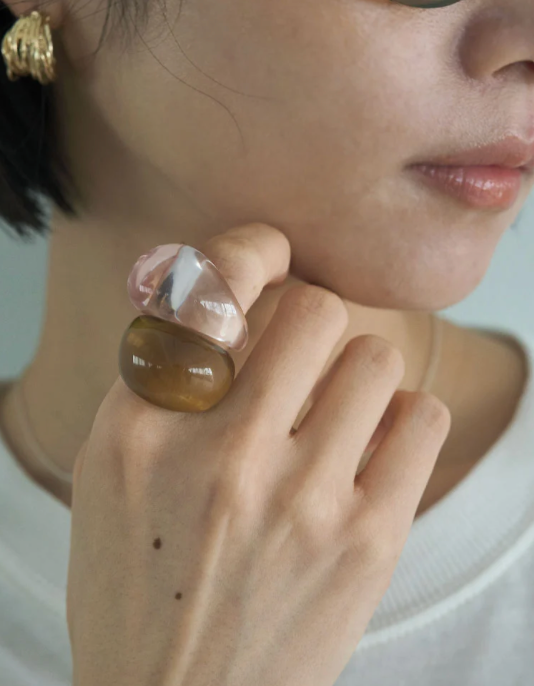 Gummy Transparent Resin Dome Ring | Coffee