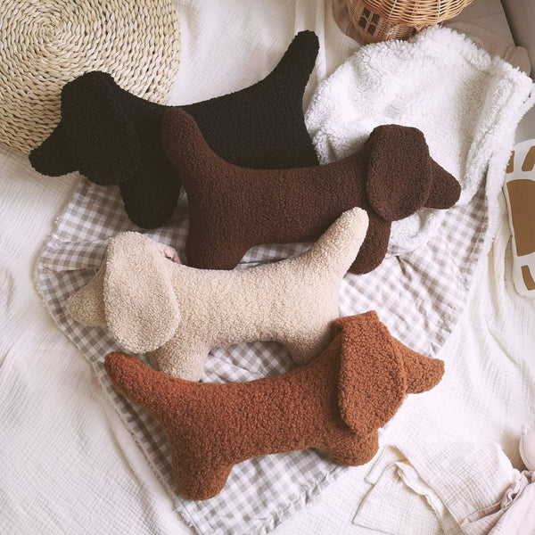Dachshund Dog Cushion- Dog Plush Throw Pillow: Brown
