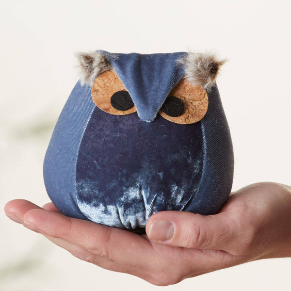 Velvet Owl Shelf Sitter - Bronze, Teal & Taupe