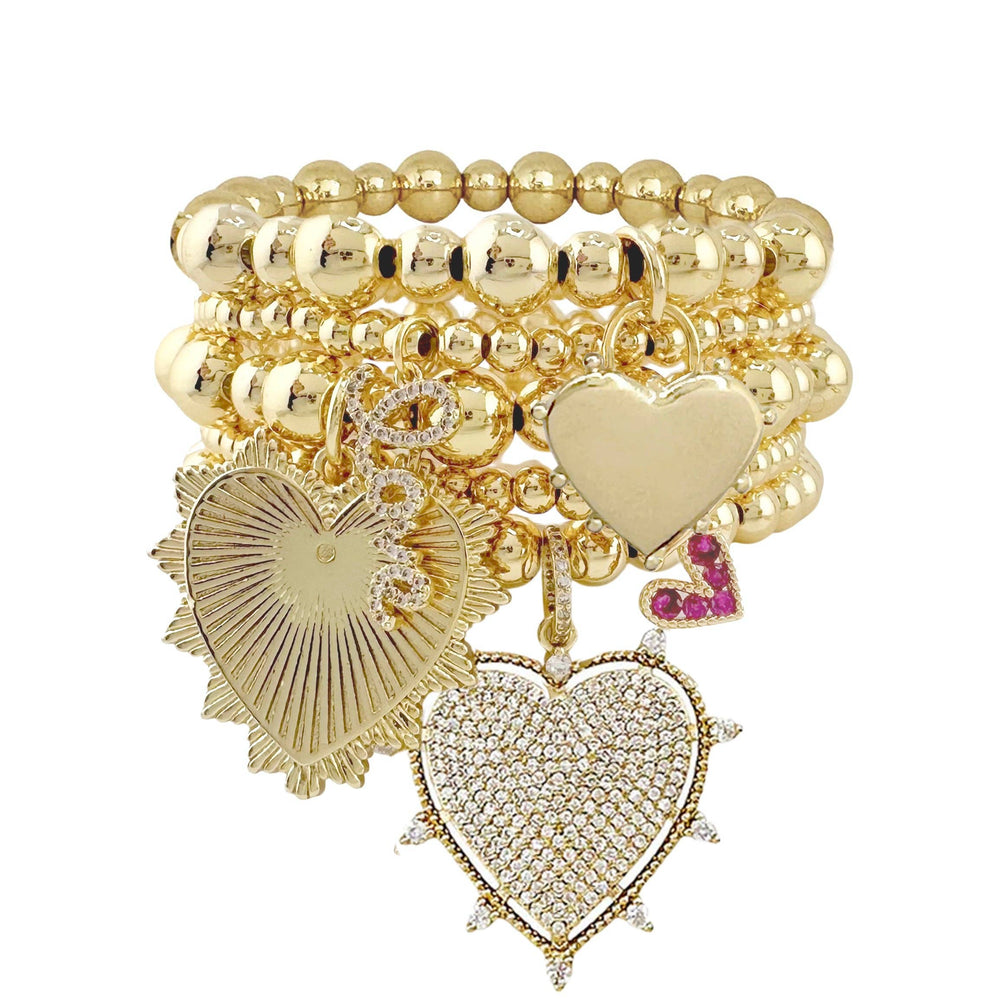 Serephena Love Stack of Beaded Bracelets: Yellow Gold and Silver