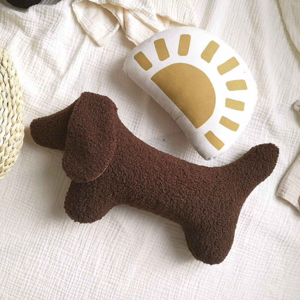 Dachshund Dog Cushion- Dog Plush Throw Pillow: Brown