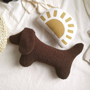 Dachshund Dog Cushion- Dog Plush Throw Pillow: Brown