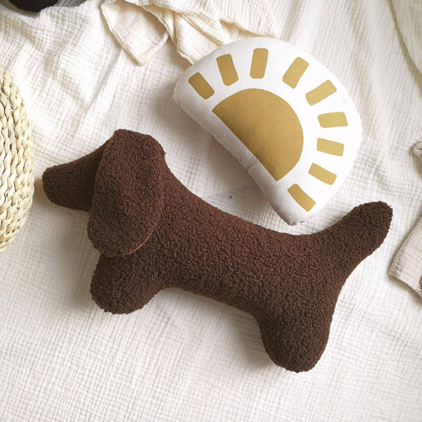 Dachshund Dog Cushion- Dog Plush Throw Pillow: Brown