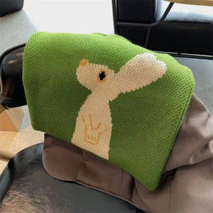 Crocheted Bunny Tote Bag - Cute and Casual Fashion Accessory: GREEN