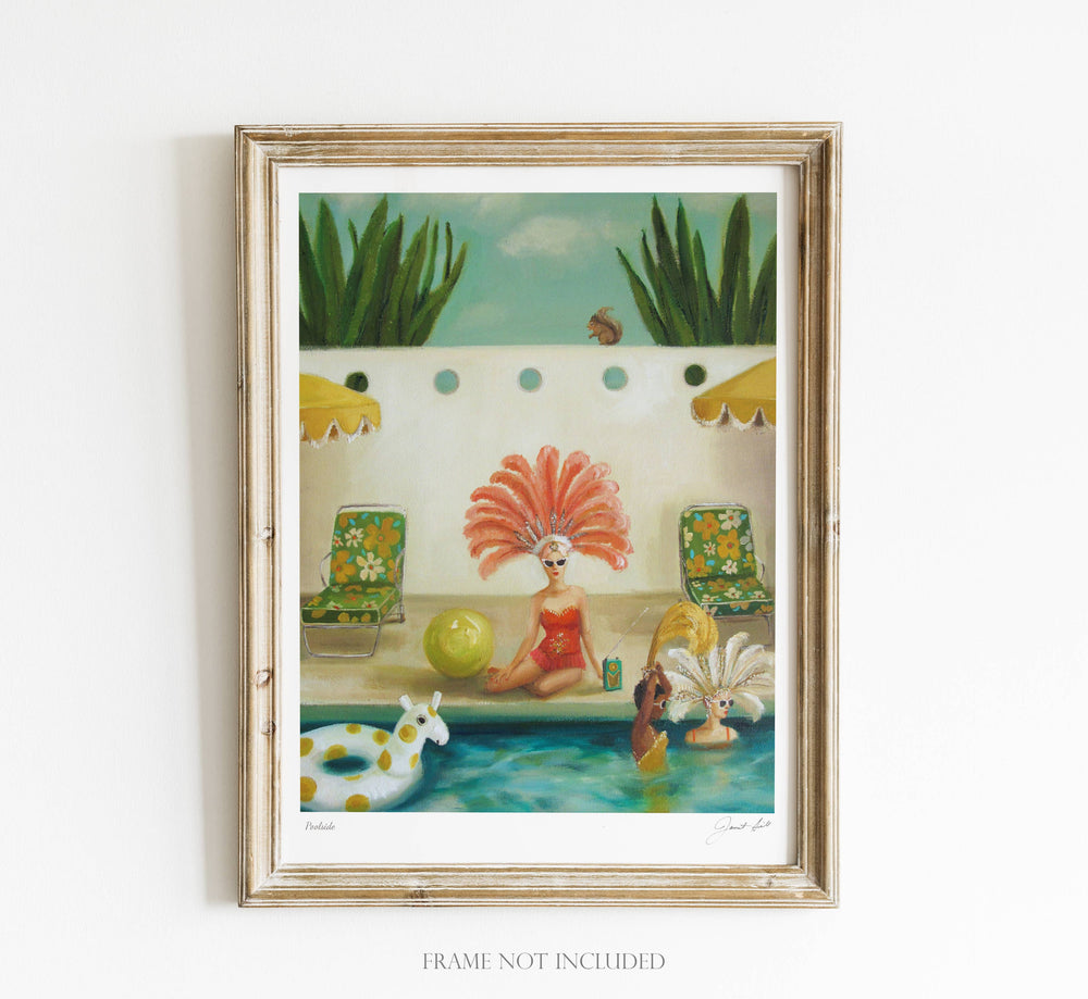 Poolside Art Print - 8.5" X 11" with Frame