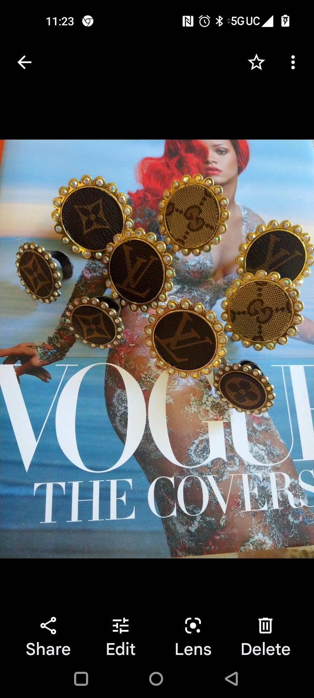 Large adjustable LV Upcycled Ring