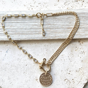 Edgy glam French champagne coin shackle necklace : Matte black