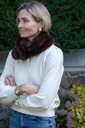 Faux Fur Snood Scarf- WS: Brown or Black