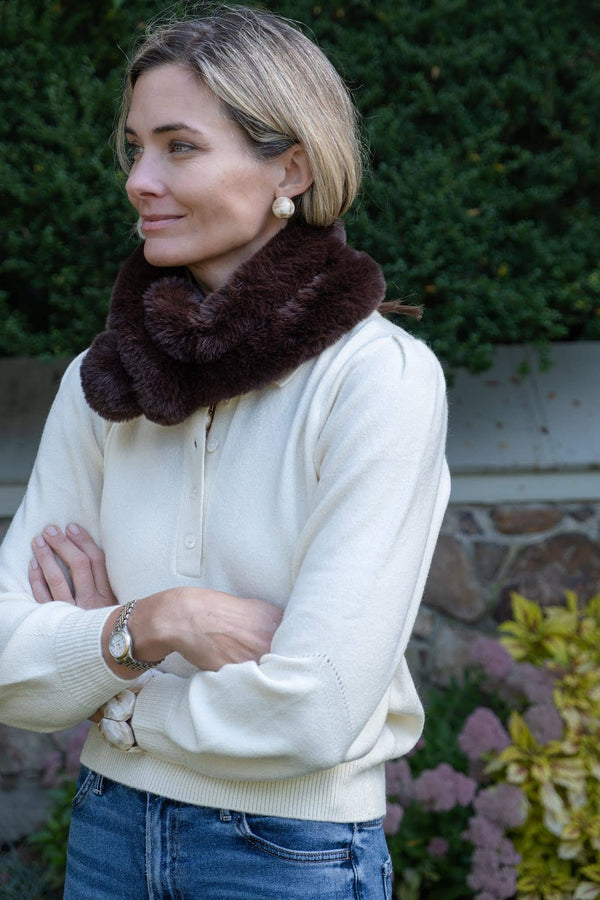 Faux Fur Snood Scarf- WS: Brown or Black