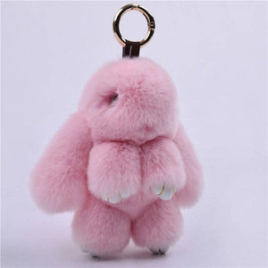 Rex Rabbit Fur Adorable Rabbit Doll Bag Charm Keychain: LIGHT PINK