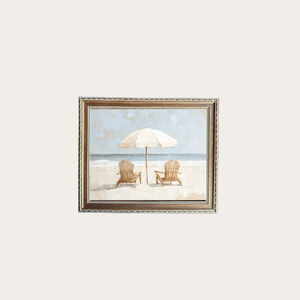 Beach Umbrellas | French Country Brass Inspired Gold Framed Art: 12 x 16