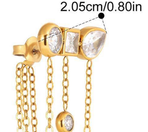 Unchained Stud Earrings | Triple CZ Chain